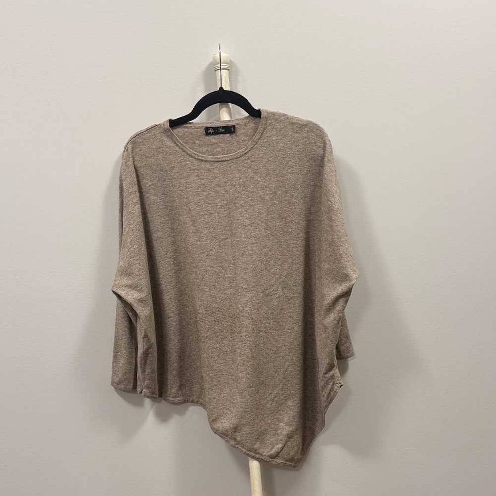 Women's Beige Oversized Asymmetrical Knit Top